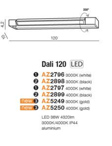 Kinkiet Dali 120 LED AZzardo ruchoma oprawa nad lustro w różnych kolorach