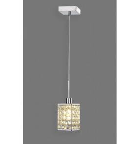 Lampa wisząca CLARIS 1L P8184/1L Auhilon pojedyńcza oprawa świetlna w kolorze chromu z kryształowym kloszem