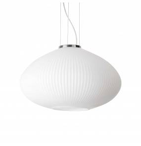 Lampa wisząca PLISS 264523 SP1 D45 Ideal Lux nowoczesna oprawa w kolorze białym z chromowanym wykończeniem