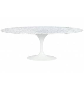 Stół TULIP ELLIPSE MARBLE CARRARA biały - blat owalny marmurowy, metal