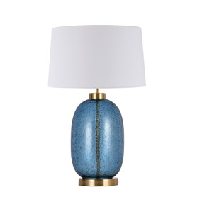 Lampa stołowa Amur LP-919/1T blue oprawa w kolorze niebieskim z abażurem z tkaniny LIGHT PRESTIGE