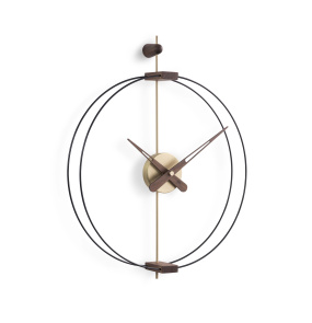 Zegar ścienny MICRO BARCELONA G MCBARG w kolorze drewna orzechowego mosiądzu i czerni NOMON