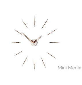 Zegar ścienny MINI MERLIN N MMN12 w kolorze drewna orzechowego i chromu NOMON