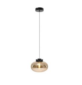 Lampa wisząca MOONSTONE P0516 oprawa w kolorze czarnego marmuru z bursztynowym kloszem MAXLIGHT