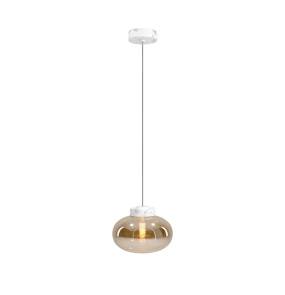 Lampa wisząca MOONSTONE P0518 oprawa w kolorze białego marmuru z bursztynowym kloszem MAXLIGHT