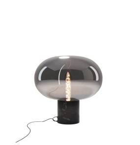 Lampa stołowa MOONSTONE T0057 oprawa w kolorze czarnego marmuru z dymionym kloszem MAXLIGHT