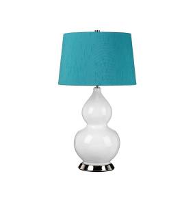 Lampa stołowa ISLA ISLA-PN-TL-TEAL oprawa w kolorze bieli i polerowanego niklu z turkusowym abażurem ELSTEAD LIGHTING