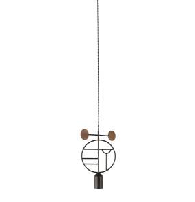 Lampa wisząca WOODEN DOTS WDBN06_GRAPHITE_WALNUT oprawa w kolorze grafitowym z elementami drewna orzechowego NOMON