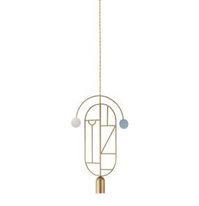 Lampa wisząca WOODEN DOTS WD07_GOLD_COLOR oprawa w kolorze złotym z kolorowymi elementami NOMON