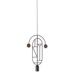 Lampa wisząca WOODEN DOTS WD07_GRAPHITE_WALNUT oprawa w kolorze grafitowym z elementami drewna orzechowego NOMON