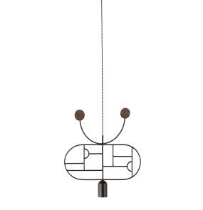 Lampa wisząca WOODEN DOTS WDBN08_GRAPHITE_WALNUT oprawa w kolorze grafitowym z elementami drewna orzechowego NOMON