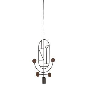 Lampa wisząca WOODEN DOTS WDBNS05_GRAPHITE_WALNUT oprawa w kolorze grafitowym z elementami drewna orzechowego NOMON