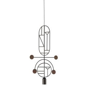 Lampa wisząca WOODEN DOTS WDBNS08_GRAPHITE_WALNUT oprawa w kolorze grafitowym z elementami drewna orzechowego NOMON