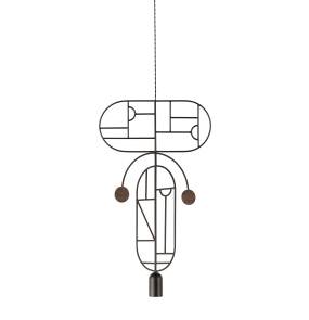 Lampa wisząca WOODEN DOTS WDBNS09_GRAPHITE_WALNUT oprawa w kolorze grafitowym z elementami drewna orzechowego NOMON