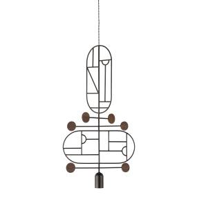 Lampa wisząca WOODEN DOTS WDBNS13_GRAPTIHE_WALNUT oprawa w kolorze grafitowym z elementami drewna orzechowego NOMON