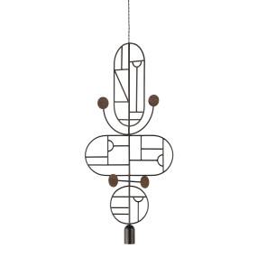 Lampa wisząca WOODEN DOTS WDBNS15_GRAPTIHE_WALNUT oprawa w kolorze grafitowym z elementami drewna orzechowego NOMON