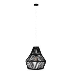 Lampa wisząca 55703-074 oprawa w kolorze czarnym z bambusowym abażurem DIJK