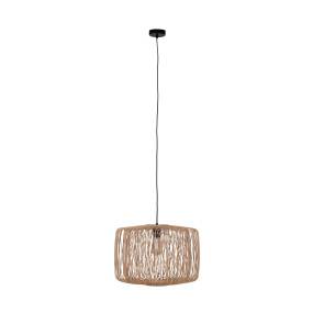 Lampa wisząca 55877-017 oprawa w kolorze czarnym z naturalnym abażurem DIJK