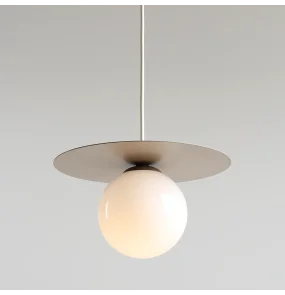 Lampa wisząca LOOP BEIGE S 1125G17_S oprawa w kolorze beżowym z kulistym kloszem ALDEX