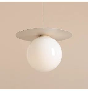 Lampa wisząca LOOP CREAM L 1125G9_L oprawa w kolorze kremowym z kulistym kloszem ALDEX