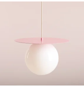 Lampa wisząca LOOP PINK L 1125G18_L oprawa w kolorze pastelowego różu z kulistym kloszem ALDEX