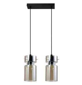 Podwójna lampa wisząca NIVIO LP-2811/2L AM oprawa w kolorze czarnym z dymionymi kloszami LIGHT PRESTIGE