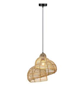 Rattanowa lampa wisząca Shella 40 cm jasne drewno 1xE27