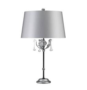 Lampa stołowa AMARILLI AML-TL-BLK-SIL oprawa w kolorze czerni i srebrnej patyny z abażurem w kolorze srebrnym ELSTEAD LIGHTING