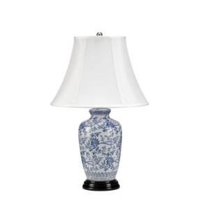 Lampa stołowa BLUE GINGER JAR BLUE-G-JAR-TL oprawa w kolorze biało-niebieskim z białym abażurem ELSTEAD LIGHTING